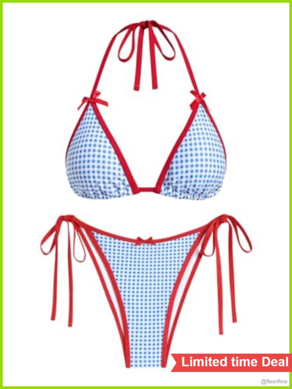 ZAFUL Halter Bikini Set Tie Side Thong Two Piece Swimsuit